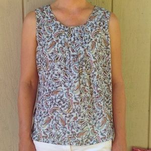 Colorful, Patterned Sleeveless Summer Blouse.